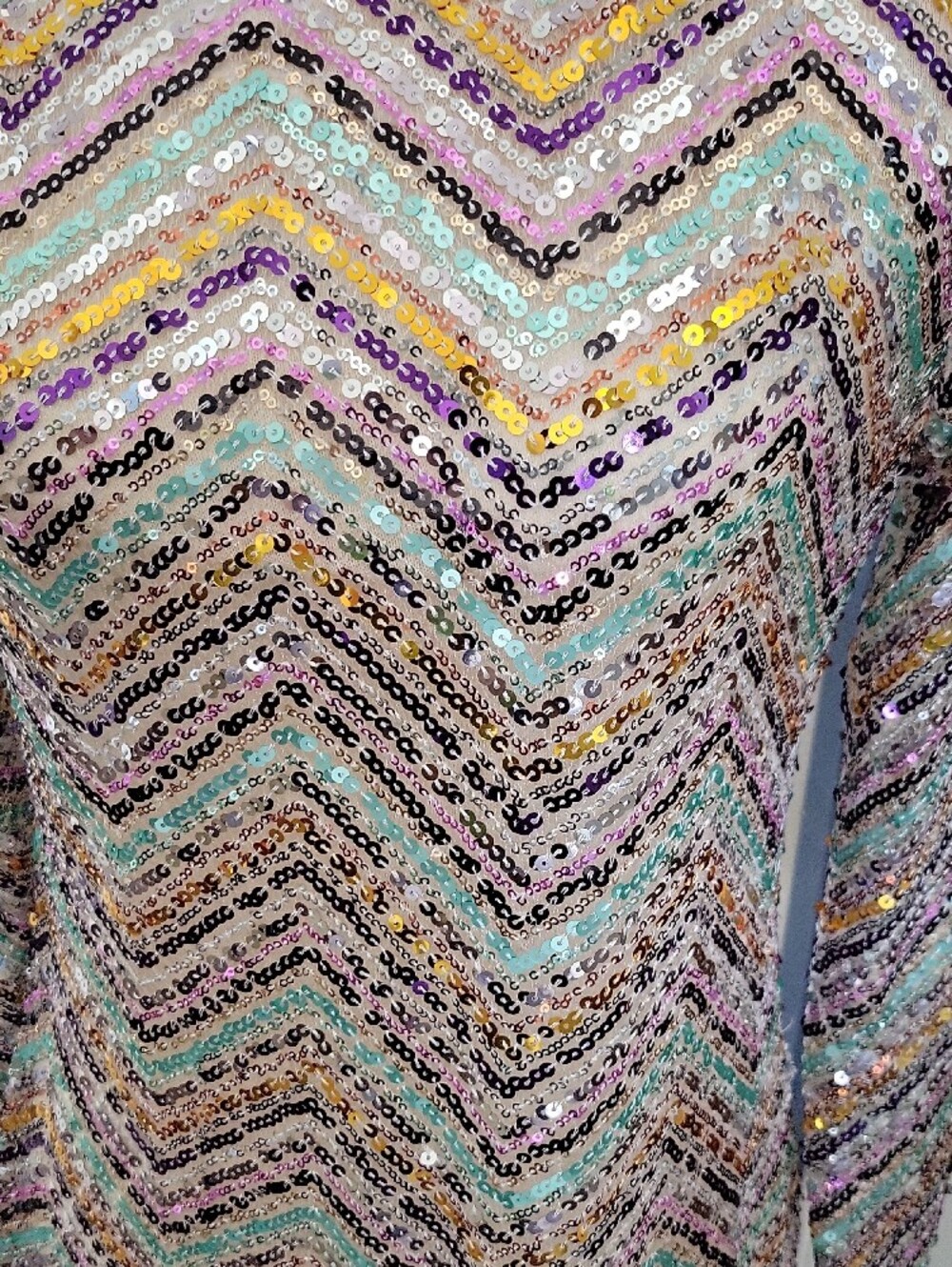 ZARA Limited Edition Sequin Long Sleeve Chevron Midi Dress | Size: L - Picture 4 of 16